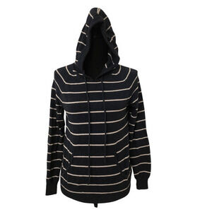 I Love H81 Sz Small Striped Pullover Lightweight‎ Hoodie Sweater Blue and Cream
